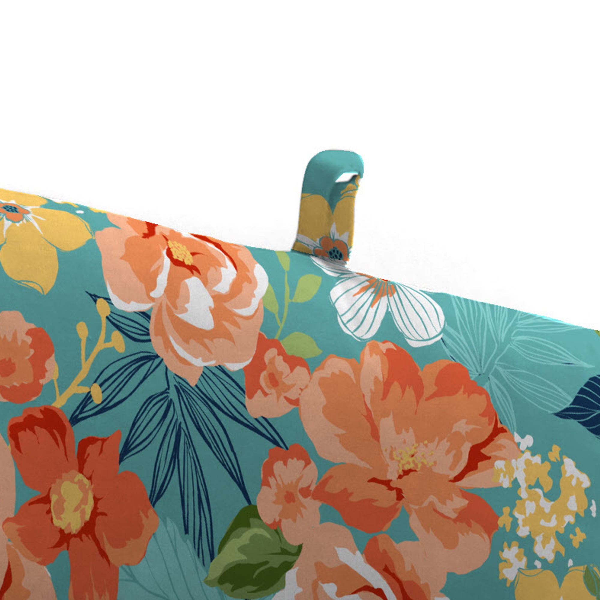 Jordan Manufacturing 72" x 22" Senorita Pelican Turquoise Floral Rectangular Outdoor Chaise Lounge Cushion with Ties and Hanger Loop