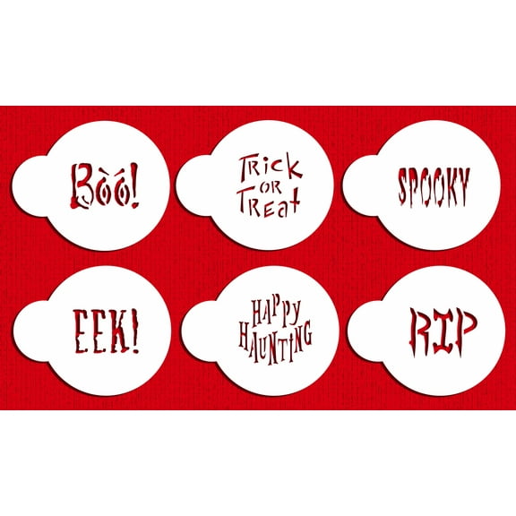 Designer Stencils Small Halloween Cookie Stencil Sayings, Beige/semi-transparent