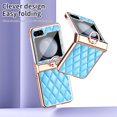 thumbnail image 6 of for Samsung Galaxy Z Flip 5 Case, Mantto Premium Elegant Patterned Leather Shockproof Cover with Ring Stand Holder Flip Folio Case with Hinge Protection for Samsung Z Flip 5, Blue, 6 of 7
