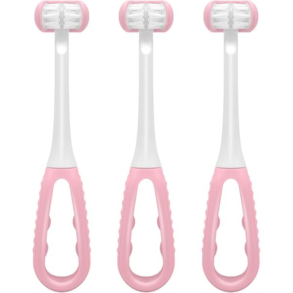 wonima02 Three Sided Toothbrush, Autism Sensory Toothbrush, Kids Travel Toothbrushes, 3 Sided Brush Head Soft Bristle for Kids Gentle Clean Teeth Gum Care(3pcs)