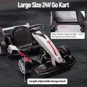 Goldensoil 24V Kids Electric Go Kart,200W Dual Motor,High Speed Drift Kart,Variable Speed,FWD/REV,White