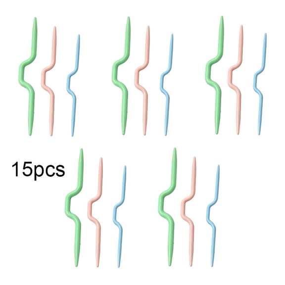 15pcs of twisting needles, twisting pins, curved needles, plastic sweater needles, hand-knitting tools