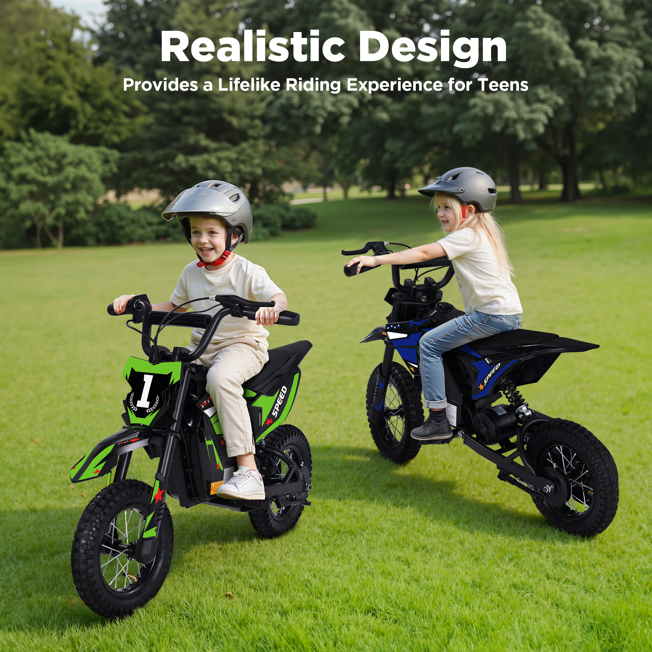 Wisairt 36V Kids Electric Dirt Bike, 15.5 mph High-Speed Electric Motorcycle Ride on Dirt Bike for Kids Aged 5-10, 133 lbs Max Load, 10-mile Range, Waterproof Seat, Twist Grip Throttle, Blue