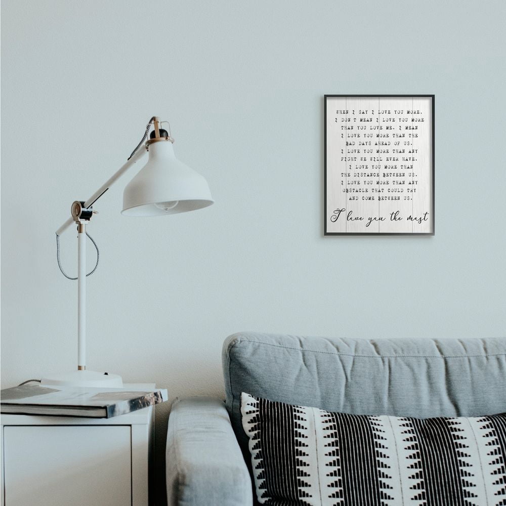 Stupell Industries Inspirational I love You the Most Phrase Couple Relationship Framed Wall Art Design by Daphne Polselli, 11" x 14", Black Framed