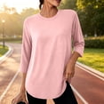 thumbnail image 6 of Hurxie Women Tops 3 Pack 3/4 Sleeve Crewneck Cute Basics Tees Casual Fashion Summer Spring T Shirts Business Work Tee Top Pink,XL, 6 of 8