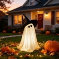 thumbnail image 3 of Halloween Wizard Ghost Light Up Decoration, Outdoor Spooky Stand Up Ghost with Witch Hat Warm Glowing Ornament, for Front Door Entrance Home Yard Garden Party Layout Display, 3 of 6