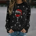 thumbnail image 2 of Chandail Décontracté Sans Capuche pour Femme, Automne Hiver, Flocon de Neige de Noël, Verre Rouge Imprimé, Col Rond, Manches Longues, 2 of 4