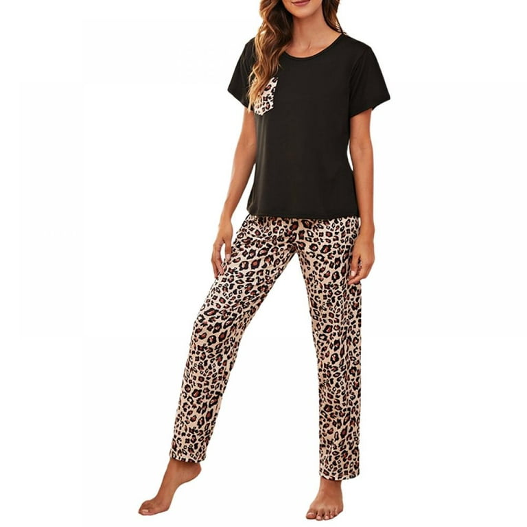 BRAND PROMOTION! Womens Summer Pajama Set Tee & Loose Long Pants