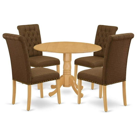 East West Furniture Dublin 5-piece Wood Dining Set in Oak/Dark Coffee