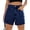 Navy blue, variant on Summer Matched High Women's Shorts Straight Leg Raw Hem Retro Waist Denim Shorts with Pockets