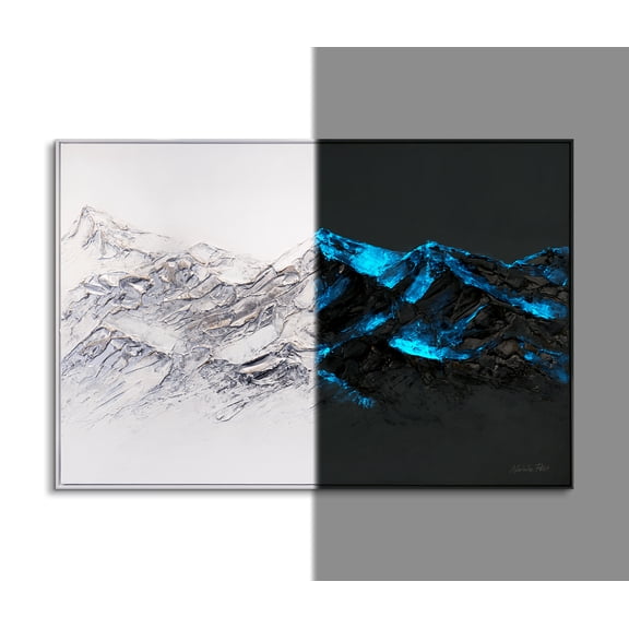 YS-Art Celestial Beauty Glow-in-the-Dark Wall Art with White Frame, Acrylic Painting for Home Decor, 40x56 in
