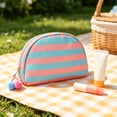 thumbnail image 6 of Portable Makeup Bag, Small Cosmetic Organizer for Travel, Stripe Seashell Storage Pouch, Lightweight Toiletry Bag for Women, Compact Travel Pouch, 6 of 7