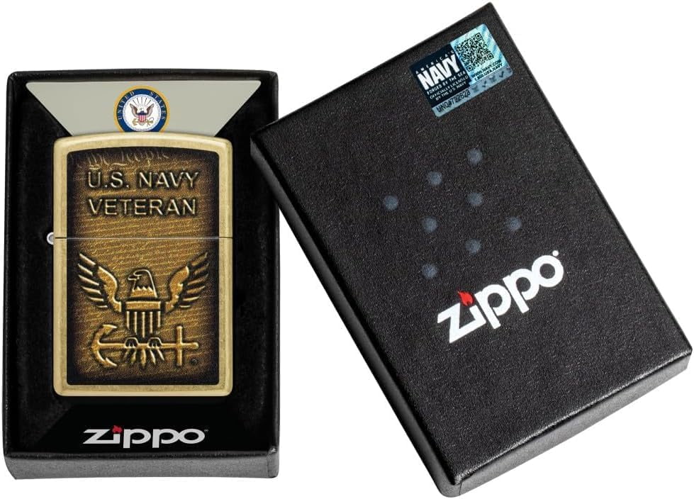Zippo - Customized Message on United States NavyÂ® Street Brass Pocket 46489