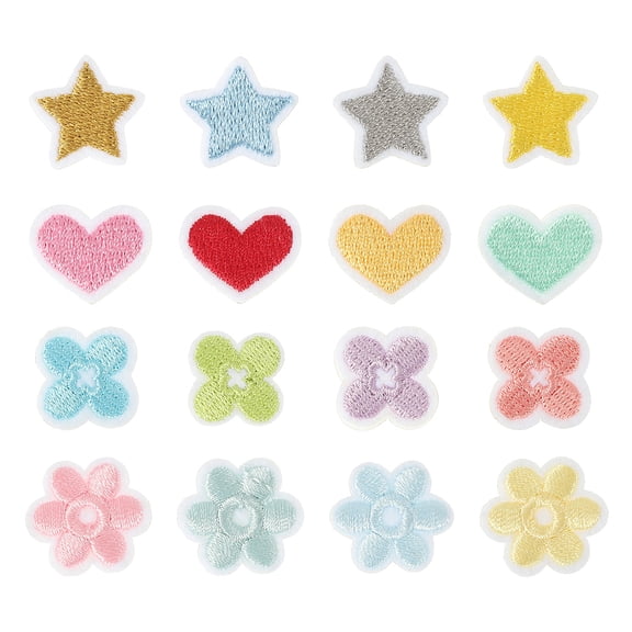 Uxcell 4 Types Sew Embroidered Patches, Elbow Knee Velvet Patches Kit for Pants Shirts Jackets, Multicolor, 1 Set