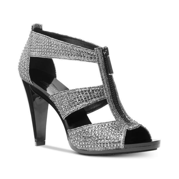 Michael Kors MK Women's Berkley T-Strap Glitter Chain Mesh Dress Sandals  Shoes (7) 