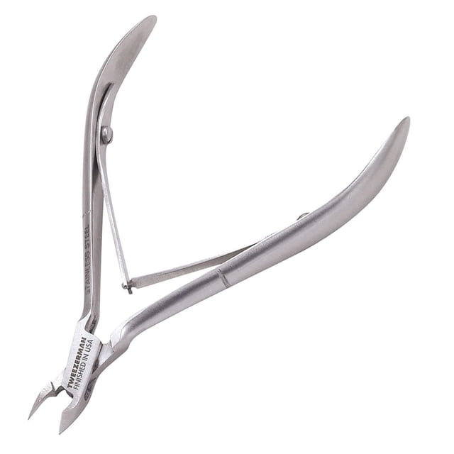 Pinza para cutículas Tweezerman Rockhard de acero inoxidable con 1/2 mordaza