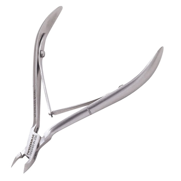 Pinza para cutículas Tweezerman Rockhard de acero inoxidable con 1/2 mordaza