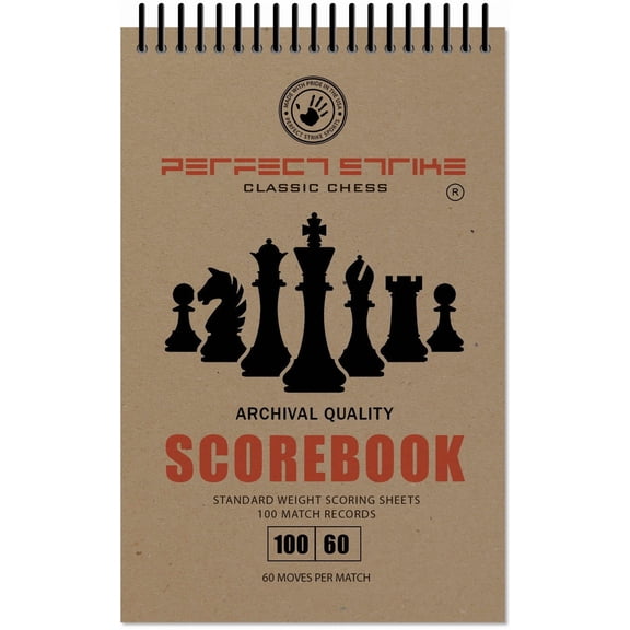 Perfect Strike Chess SCOREBOOK with Rules and Scoring Instructions. Heavy Duty. Practice and Competition. (5.5" x 8.5") TS-100:60 (2 Book Value Pack)