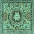 thumbnail image 1 of Ahgly Company Indoor Square Medallion Turquoise Blue Traditional Area Rugs, 4' Square, 1 of 4