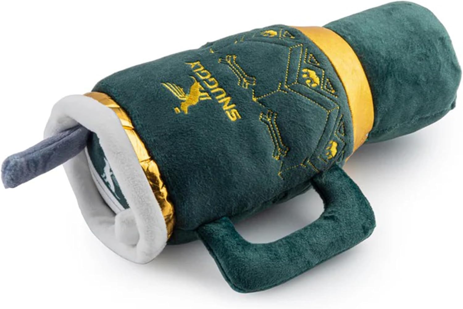 Haute Diggity Dog Snuggly Cup Plush Squeaky Bottle Dog Toy, Green, One Size