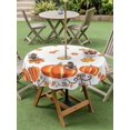 thumbnail image 3 of Outdoor Tablecloth with Umbrella Hole and Zipper, Fall Round Table Cloth 60 Inch Waterproof Tablecloth, Thanksgiving Watercolor Pumpkin Maple Leaf Orange Picnic Table Cover for Patio Camping, 3 of 7
