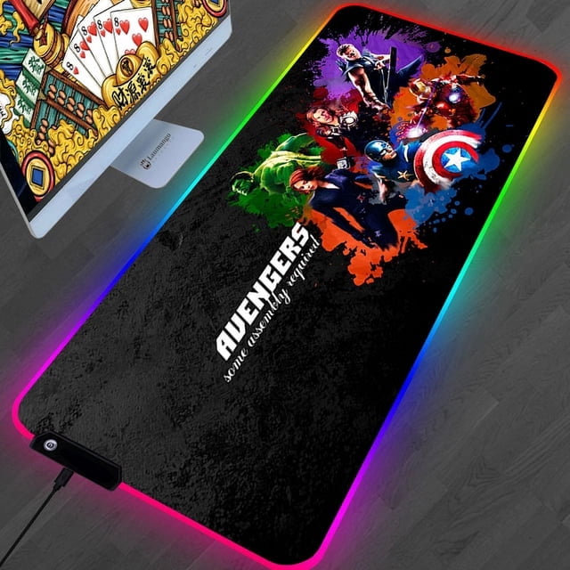 RGB Mouse Pad Anime PC Gamer Computer Keyboard Desk Mat Cartoon Marvell Table Gaming Accessories Tapis De Souris Large Mausepad