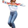 thumbnail image 2 of HLSOHJP Women's Rainbow Print Sweatshirt Long Lantern Sleeve Colorful Striped Color Block Pullover Tops Casual Jumpers, 2 of 6