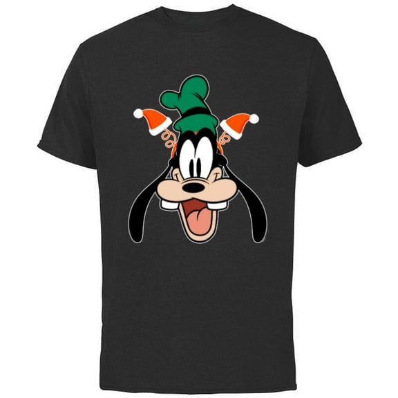 Disney Goofy Christmas Santa Hat Holiday Headband - Short Sleeve Cotton T-Shirt for Adults - Customized-Black
