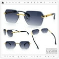thumbnail image 2 of Luxury Rimless Beveled Rectangle Lens Jaguar Metal Figurine Arm Sunglasses Gold Black - Smoke, 2 of 8