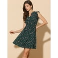 thumbnail image 3 of DARING DIVA Women's V Neck Flutter Sleeve Ruffle A-Line Flowy Chiffon Dress S Dark Green, 3 of 6