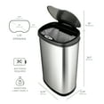 thumbnail image 6 of Nine Stars Automatic Kitchen Trash Can Combo, 13 Gallon + 3 Gallon Stainless Steel, Motion Sensor Hands-Free Soft-Close Lid Garbage Bin, Silver, 6 of 11