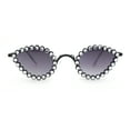 thumbnail image 2 of Large Rhinestone Rim Micro Small Hippie Cat Eye Metal Sunglasses Black - Smoke, 2 of 4