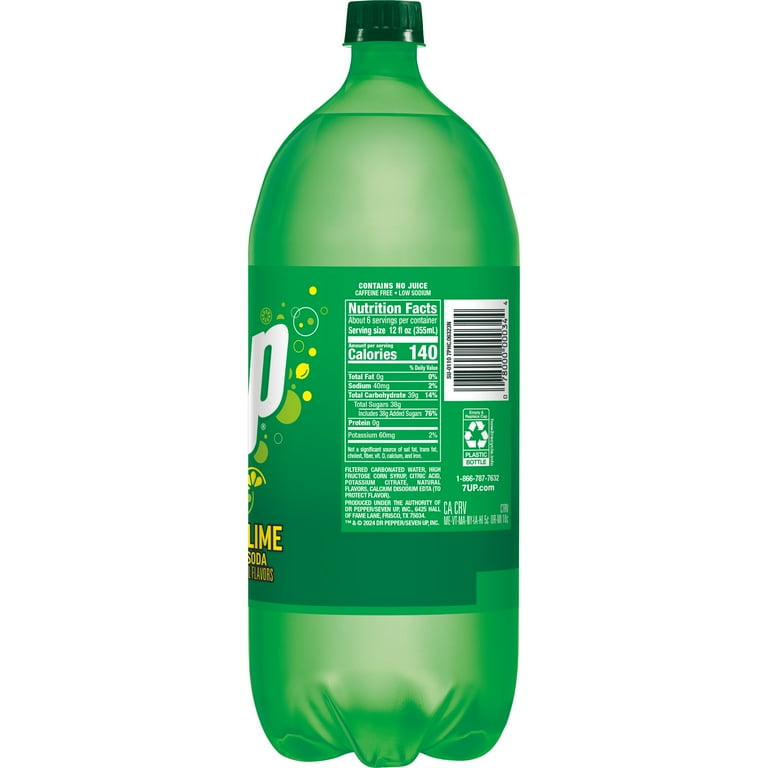 7UP Caffeine-Free Lemon Lime Soda Pop Drink, 2 L Bottle - Walmart.com