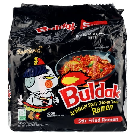 Samyang Hot Chicken Flavor Ramen Stir Fried Noodles Buldak Bokkeum Myun 4.93 OZ (5 Pack)