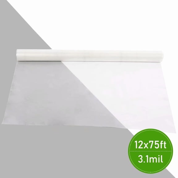Agfabric 3.1Mil Plastic Covering Clear Polyethylene Greenhouse Film UV Resistant for Grow Tunnel and Garden Hoop Plant Cover & Frost Blanket for Season Extension Keep Warm and Frost Protection,12x75ft