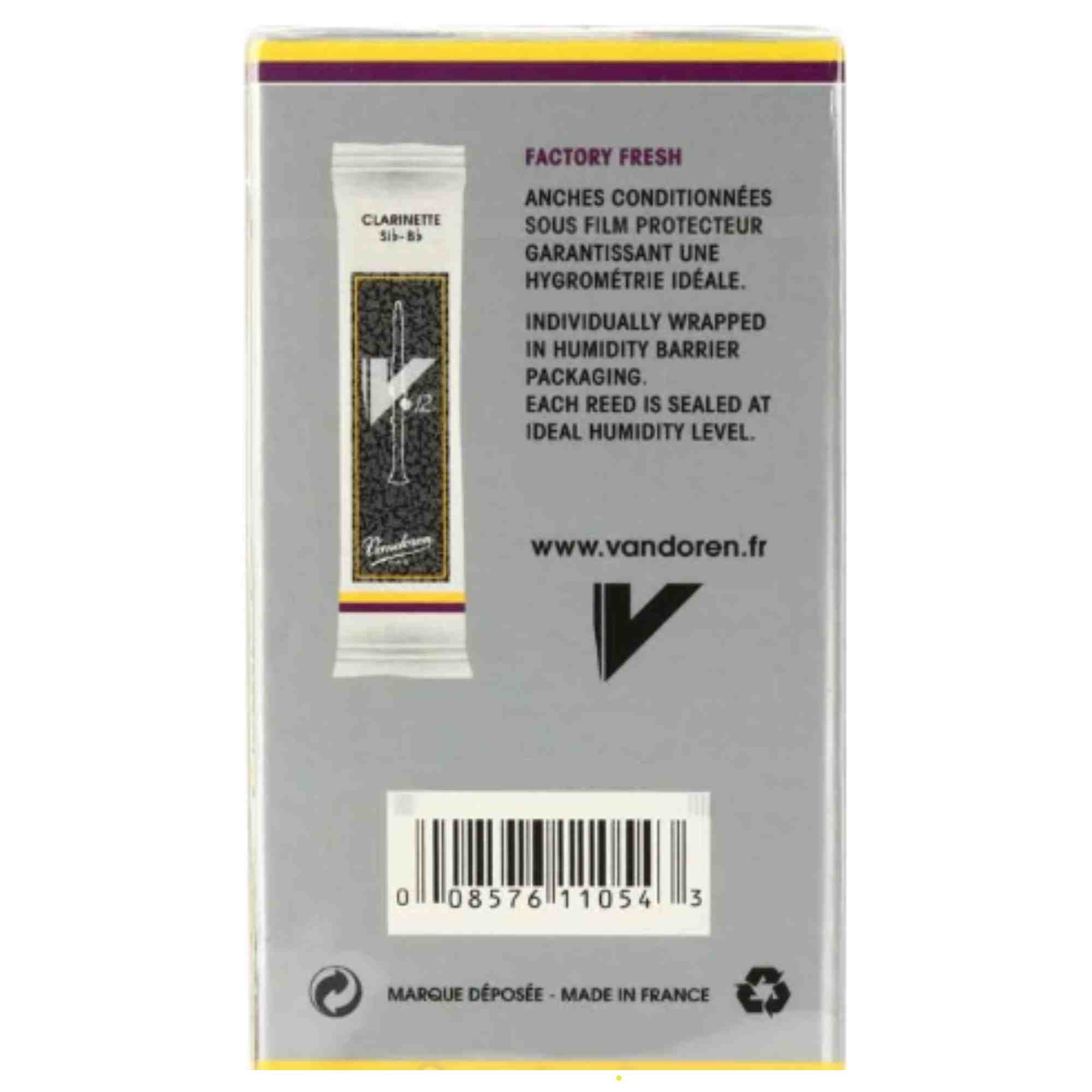 Vandoren Bb Clarinet V.12 Reeds Strength #4; Box of 10