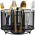 thumbnail image 2 of Metal Utensil Caddy 360 Degree Rotating Cutlery Holder 4 Compartment Flatware Storage Basket Portable Multipurpose Countertop Silverware Organizer for Kitchen Picnic Camping Outdoor, 2 of 10