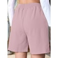 thumbnail image 3 of Dycnvjo Omen Casual Shorts Drawstring Comfy Elastic Waist Shorts Summer Pull on Short with Pockets Pink S, 3 of 7