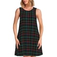 thumbnail image 1 of Balery Buffalo Plaid Dark Green Vestidos de verano para mujer con estampado: vestido holgado sin mangas, vestido playero informal y cómodo para días calurosos., 1 of 7