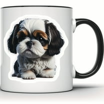 Cute Shih Tzu Dog Mug - Shih Tzu Mom Gift - Puppy Lover Coffee Mug - Pet Owner Tea Mug - Dog Breed Mug - Dog Lover Gift Idea - 11 Ounce Black Rim Handle Novelty Coffee Cup - WMUG0601-Black Rim