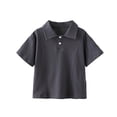 thumbnail image 2 of ATOGUTA School Shirt Boys Kids Casual Collared Short Sleeve Loose Basic Tee Tops Gray, Size 2T-14, 2 of 6