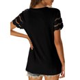 thumbnail image 5 of Women Lace Short Sleeve Shirts Dressy Casual Tops Crew Neck Solid Color Tee Shirt Summer Tops Tunics for Women Womens Clothes, 5 of 7
