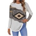 thumbnail image 1 of Camiseta de moda sexy informal para mujer, blusa estampada de manga larga con cuello redondo y fruncido Pompotops FGAJ7291, 1 of 5