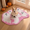 thumbnail image 2 of Halloween Ghost Bathroom Rug,Pink White Tufted Bath Mat,20X31.5In, 2 of 7
