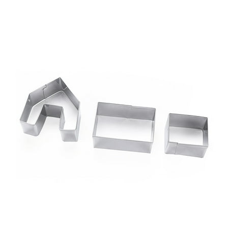 

Jygee 3 Pieces Stainless Steel 3D House Cake Mold Home Bakery Cookies Biscuit Embossing Mould Non-stick Template Stencil