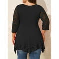 thumbnail image 6 of LapaPlus Women’s Plus Size Lace Tunic Top - 3/4 Sleeve Irregular Hem Blouse, Round Neck Gauze Casual Party T-Shirt, 6 of 6