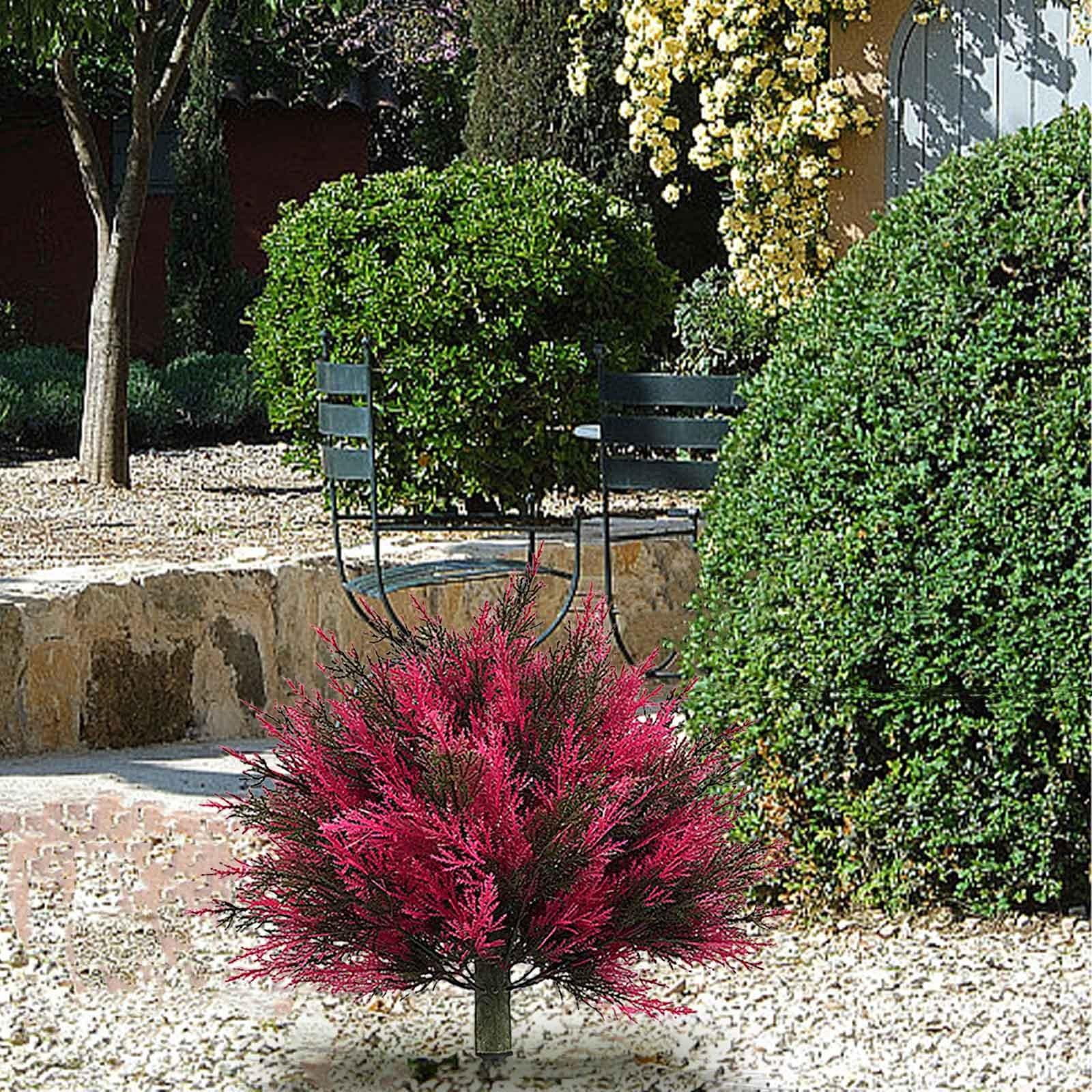BZPIZ Outdoors Decorations Outdoor Artificial Trees UV Resistant Fake Evergreen Shrubs Bushes Plants with Ground Spike Fake Plants for Outdoor Indoor Home Wedding Table Vase Porch Decor