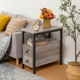 thumbnail image 5 of HOOBRO Set of 2 Narrow End Tables with 2 Drawers Wood Nightstand Living Room Bedroom Gray BG548BZP201G2, 5 of 10