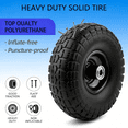 thumbnail image 4 of Set of Two 10-Inch Solid Wheelbarrow Tires Rubber Wheels - Replacement Flat-Free Tire Size 3.50-4" with 5/8" Bearings And a 2.2" Offset Hub PU Material (650G), 4 of 7