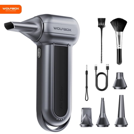 WOLFBOX ELECTRIC AIR DUSTER,150000 RPM SUPER POWER CORDLESS COMPRESSED AIR DUSTER MINI BLOWER FOR KEYBOARD,PC,HOME CLEANING OUTDOOR,CAR CLEANING,BLACK